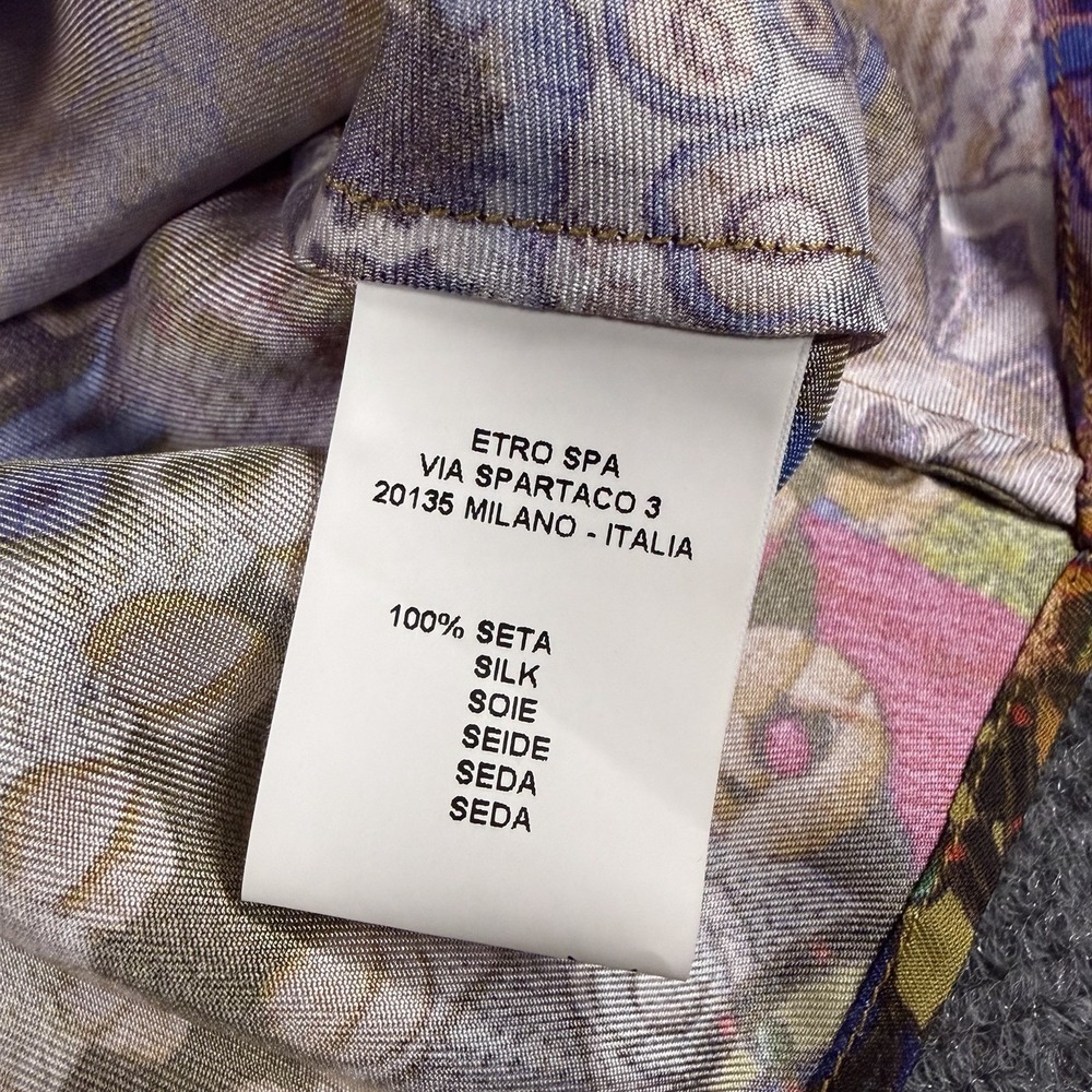 Etro Silk Top Womens 40 US Small Mosaic Spa Spartaco Tie Front Italy Luxury - Picture 6 of 9